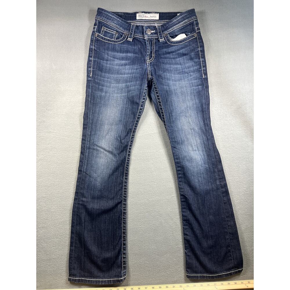 BKE Women's Payton Jeans 29R Blue Bootcut Distressed Mid Rise Stretch Fit
